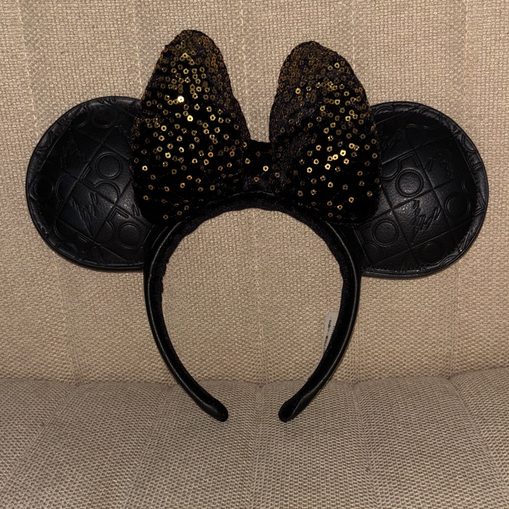 Disney Black Sequin Bow Mouse Ear Headband